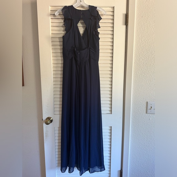 Reverie ruffle sleeve open back chiffon bridesmaid dress - Picture 3 of 7